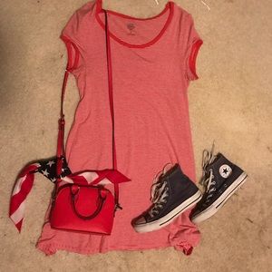 Red and White Striped T-shirt dress